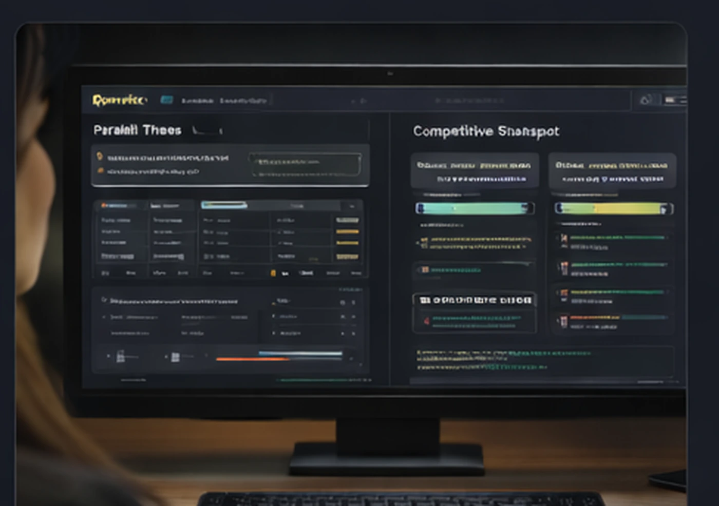 Investor competitive snapshot preview in a dark Qonviz UI