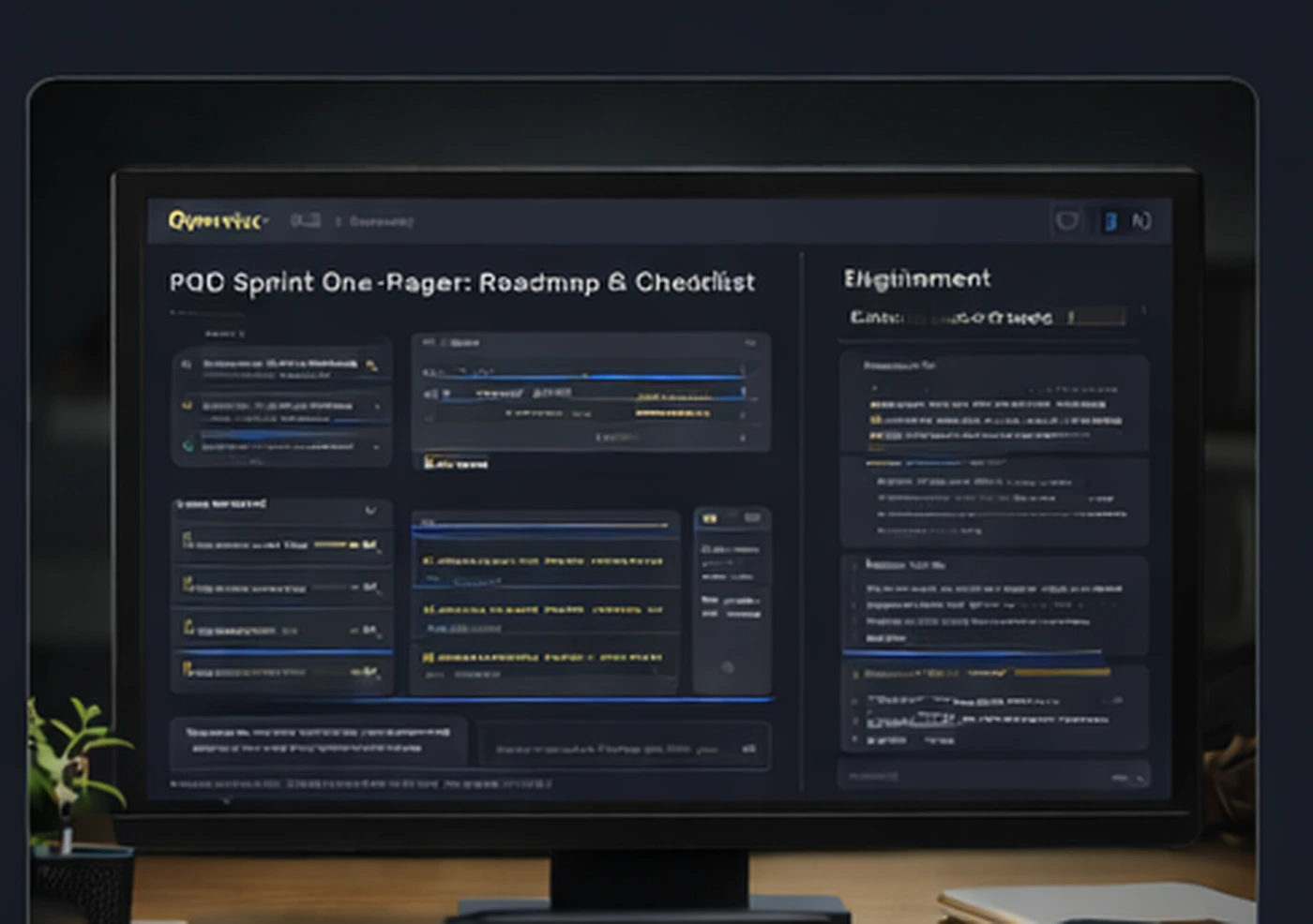 PQC Sprint one-pager preview in a dark Qonviz UI